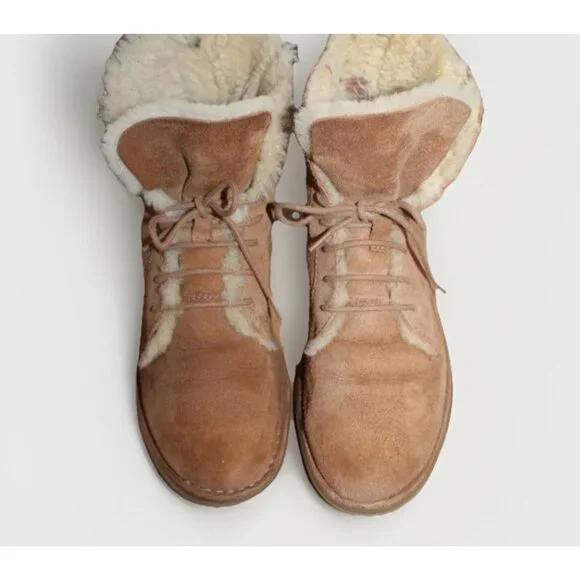 UGG Women's Quincy Fold Shearling Lined Lace-Up Boots Combat EU 38 Size 7 - Picture 8 of 9